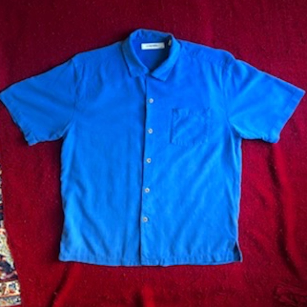 Tommy Bahama Men’s 100% Silk Original Fit Button Down Shirt Size L Color Blue